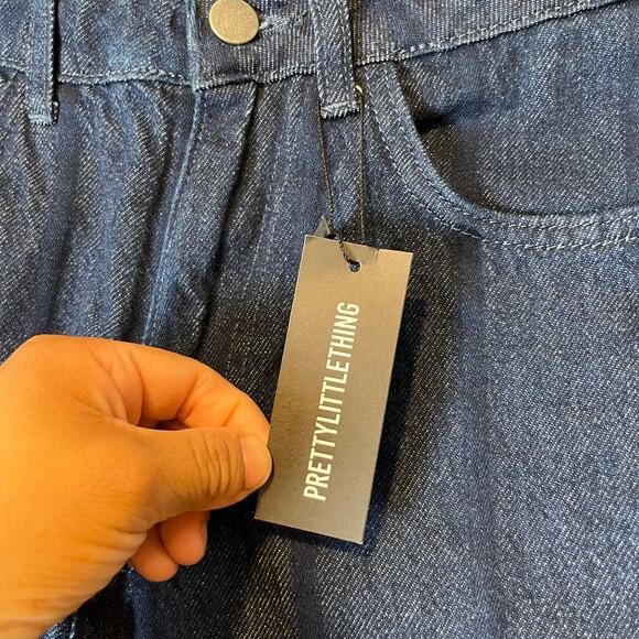 PrettyLittleThing Indigo Wash Stripe Denim Straight Leg Jeans Size 4 New - Picture 9 of 9